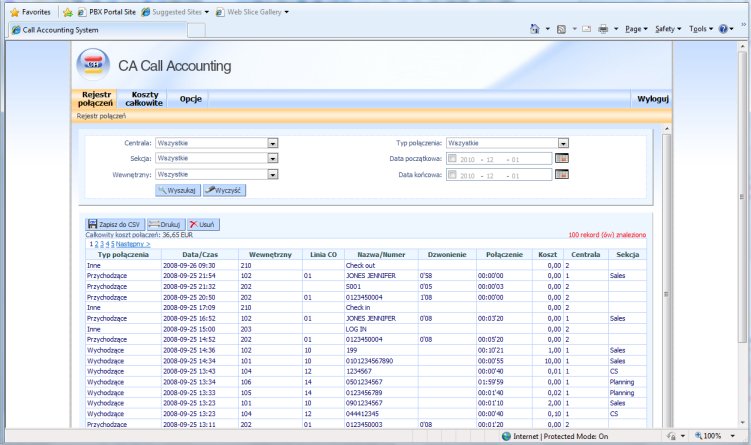 Panasonic Call Accouting Panasonic Call Accouting
